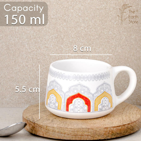 Imperial Ceramic Tea Cup Set of 6, 150 ML - The Earth Store - Tea Cups