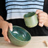 Glam Green Ceramic 2 Snack Bowl & 6 Tea Cup Combo