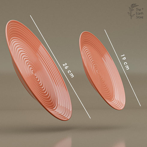 Spiral Pink Ceramic Dinner Set 12 Piece for Family of 4