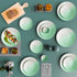 TT Green Matte Ceramic Dinner Set 12 Piece for Family of 4