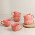 Peach Frosted Ceramic Tea Set With 6 Cups