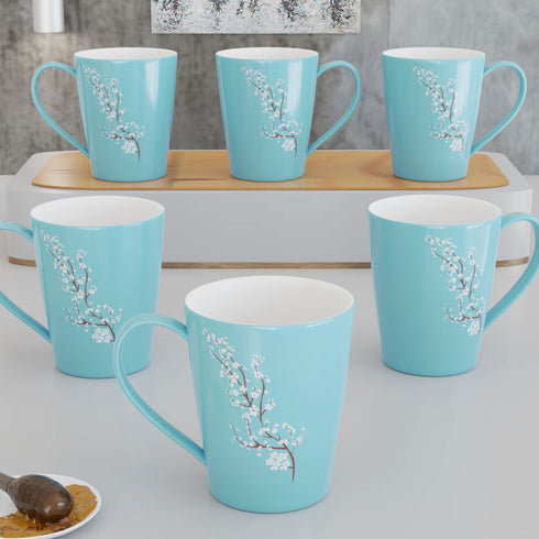 Blossom Blue Coffee Mug Set (Set of 6) - The Earth Store - Mug Set