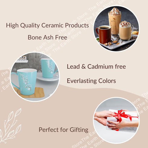 Blossom Blue Coffee Mug Set (Set of 6) - The Earth Store - Mug Set