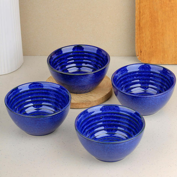 Blue Ceramic Snack Bowl Set of 4 (400ML) - The Earth Store - Bowls