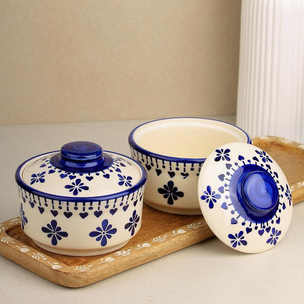 Blue Drape Multipurpose Ceramic Donga Set of 2, 500 ML - The Earth Store - Donga