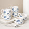 Blue Peafowl Ceramic Cup Set of 6 - The Earth Store - Tea Cups