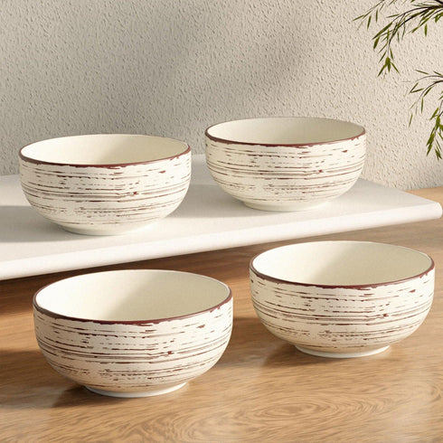 Brown Spiral Ceramic Bowl Set Of 4 - The Earth Store - Bowl