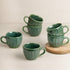 Green Frosted Ceramic Tea Set With 6 Cups
