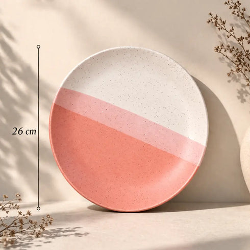 TT Pink Matte Ceramic Dinner Set 12 Piece for Family of 6 Plates and Bowls