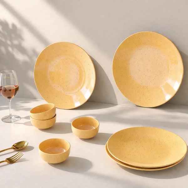 Mustard Marble Ceramic Dinner Set - 8 Pieces