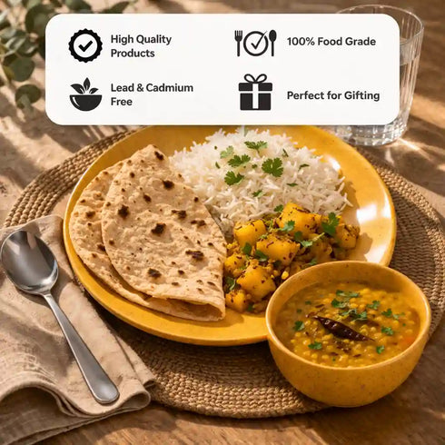 Handcrafted Mustard Marble Ceramic Set of 6 Dinner Plates