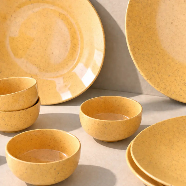 Mustard Marble Ceramic Dinner Set - 12 Pieces