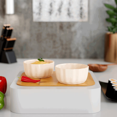 Cream Frontier Dip Bowls (Set of 2) - The Earth Store - platter & dip