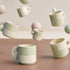 Cream Green Ziggy Ceramic Tea Cup Set of 6, 200 ML Each - The Earth Store - Tea Sets