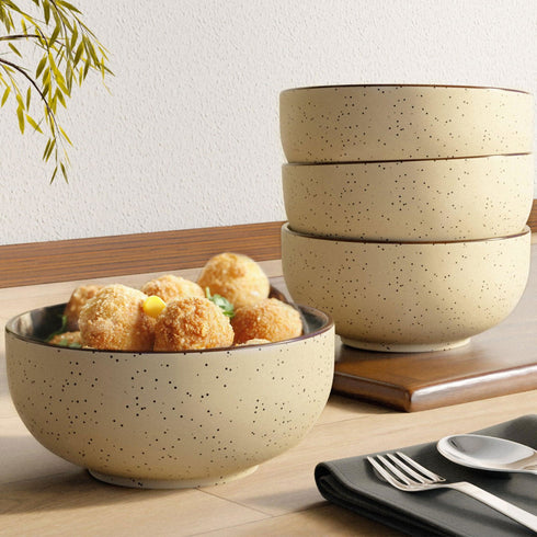 Creme Matte Ceramic Bowl Set Of 4 - The Earth Store - Bowl