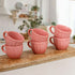 Peach Frosted Ceramic Tea Set With 6 Cups