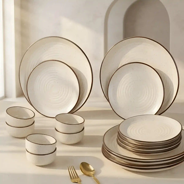 Spiral White 18-Piece Ceramic Dinner Set For 6