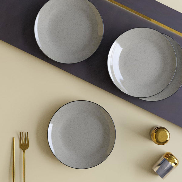 Glossy Grey Marble Ceramic Set of 4 Dinner Plates - The Earth Store - Dinnerware