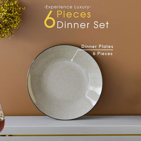 Glossy Grey Marble Ceramic Set of 6 Dinner Plates - The Earth Store - Dinnerware