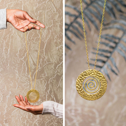 Gold Spiral Charm Pendant - The Earth Store - Fashion Accessories