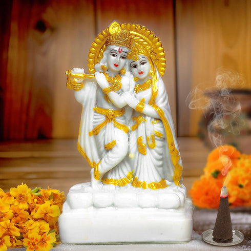 Gold White Radha Krishna - The Earth Store - God Statue