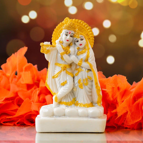Gold White Radha Krishna - The Earth Store - God Statue