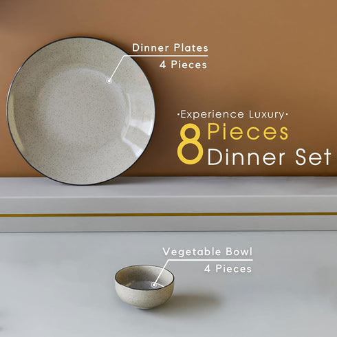 Grey Marble Ceramic Dinner Set - 8 pieces - The Earth Store - Dinnerware