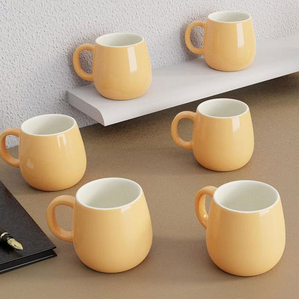 Orange Ceramic Cups Set of 6 190ML - The Earth Store - Cup Sets