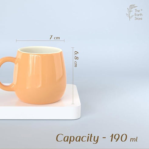 Orange Ceramic Cups Set of 6 190ML - The Earth Store - Cup Sets