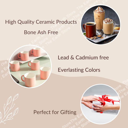 Handcrafted Pink Ceramic Fringe Cups Set (Set of 6) - The Earth Store - Cup Sets