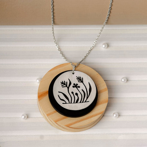 Herbal Wooden Back Pendant - The Earth Store - Fashion Accessories