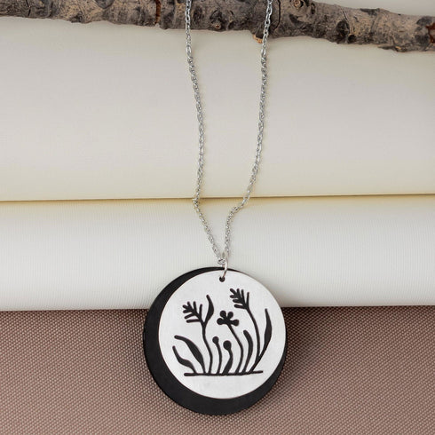 Herbal Wooden Back Pendant - The Earth Store - Fashion Accessories