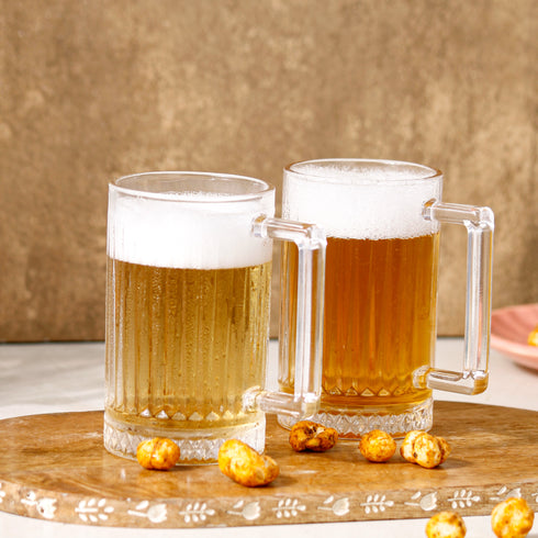 Lined Glass Beer Mug Set of 2, 300 ML