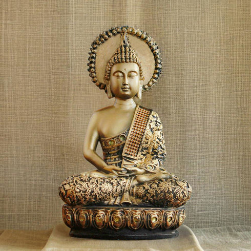 Majestic Meditating Buddha Statue Golden - The Earth Store - home decor