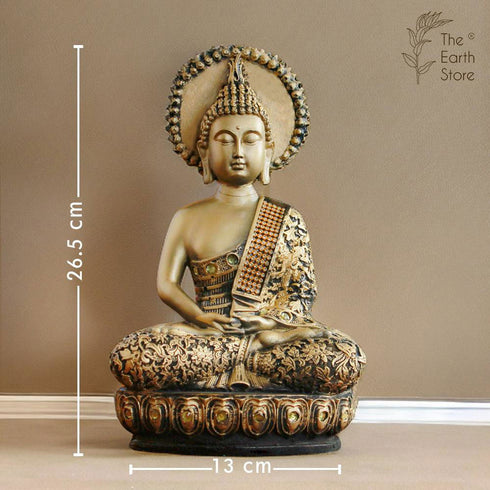 Majestic Meditating Buddha Statue Golden - The Earth Store - home decor