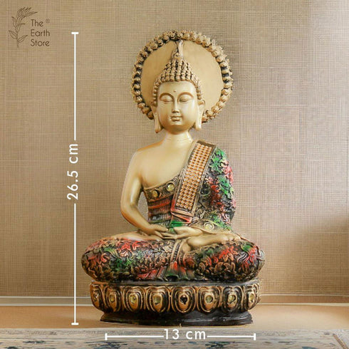 Majestic Meditating Buddha Statue Golden Green - The Earth Store - home decor