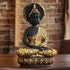 Majestic Meditating Buddha Statue Black Orange - The Earth Store - home decor