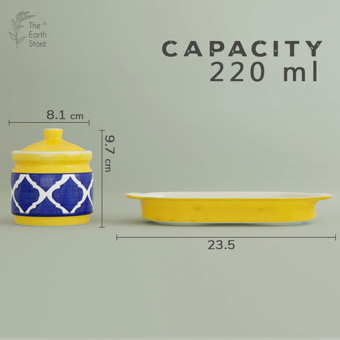 Moroccan Yellow Blue Carpet Pickle Jar(Set of 2) - The Earth Store - Multipurpose Jars