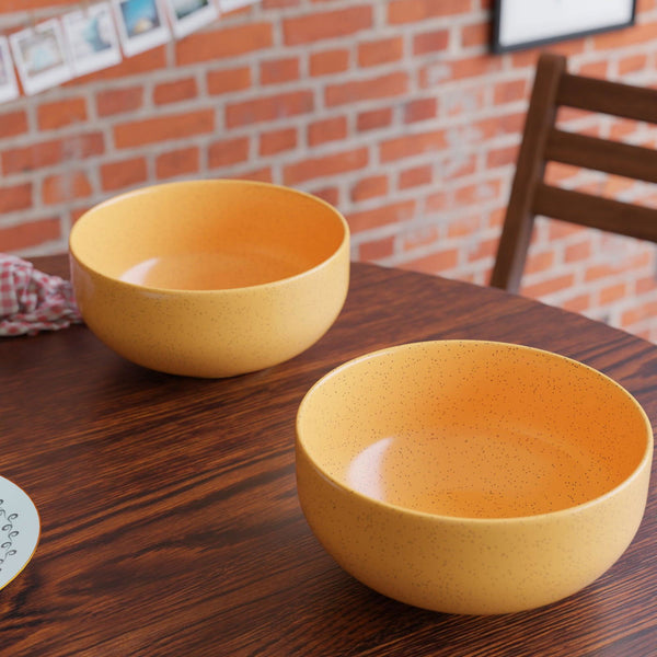 Mustard Marble Ceramic Bowl Set Of 2 - The Earth Store - Bowl