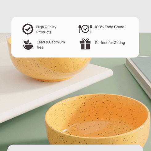 Mustard Marble Ceramic Bowl Set Of 2 - The Earth Store - Bowl