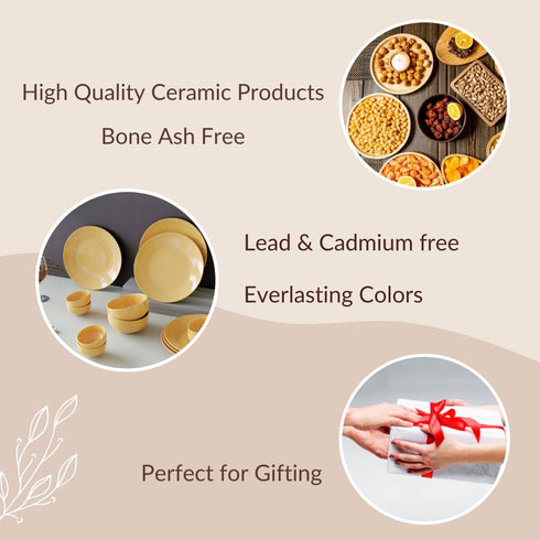 Mustard Marble Ceramic Dinner Set - 12 Pieces - The Earth Store - Dinnerware