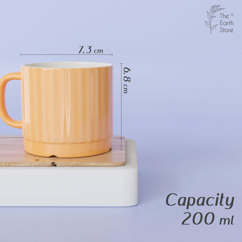 Orange Ceramic Fringe Microwave Cups Set (Set of 6) - The Earth Store - Cup Sets