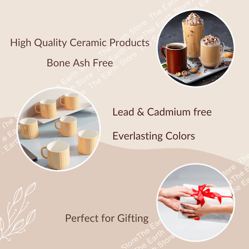 Orange Ceramic Fringe Microwave Cups Set (Set of 6) - The Earth Store - Cup Sets