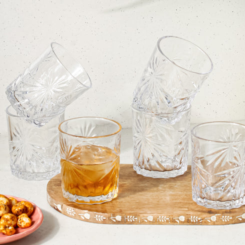 Palm Crystal Whisky Glass Set of 6, 300 ML