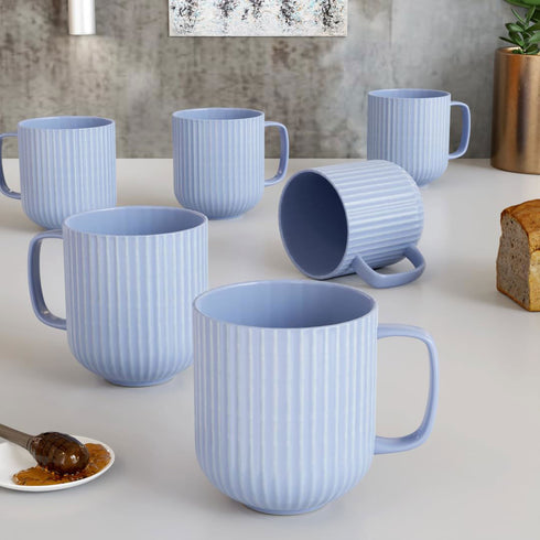 Pastel Fringe Blue Ceramic (Set of 6) - The Earth Store - Mug Set