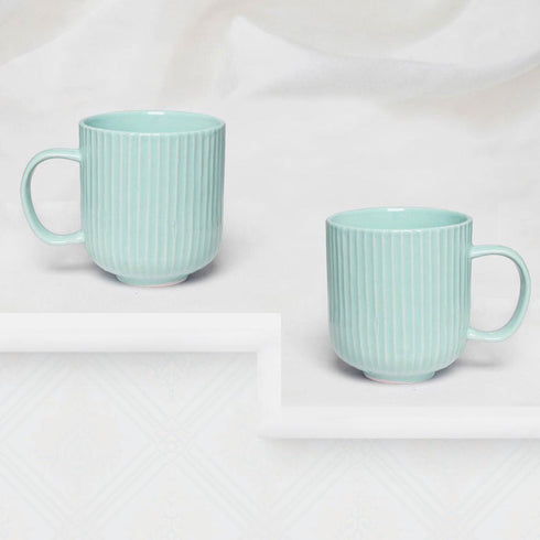 Pastel Fringe Green Ceramic Coffee (Set of 4) - The Earth Store - Mug Set
