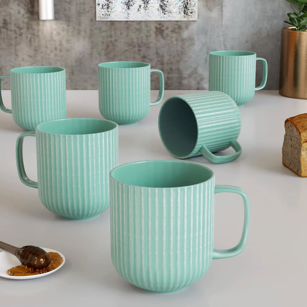 Pastel Fringe Green Ceramic (Set of 6) - The Earth Store - Mug Set