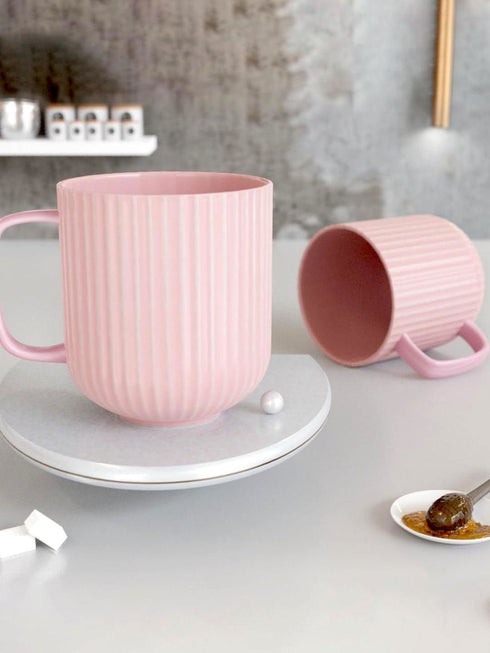 Pastel Fringe Pink Ceramic Coffee (Set of 4) - The Earth Store - Mug Set