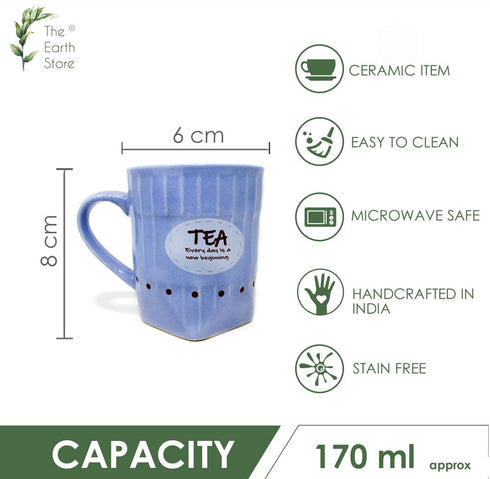 Pastel Hexa Tea Cups(Set of 6) - The Earth Store - Cup Sets