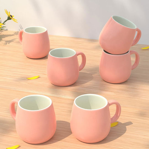 Pink Ceramic Ovule Shape Cups Set of 6 (Set of 6) - The Earth Store - Cup Sets